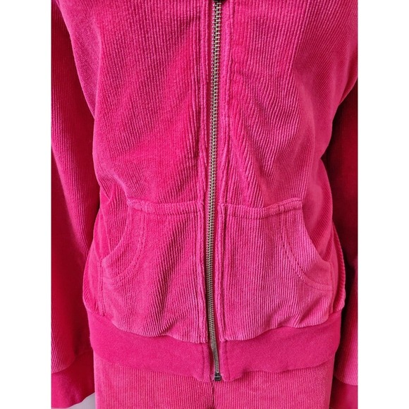 Three Hearts Women's Solid Red Cotton Full Zip Jacket & Trouser 2 Pc's Suit L - Picture 4 of 13
